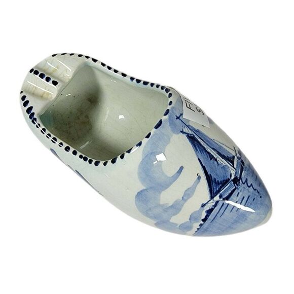 Vintage Delft Holland Porcelain Dutch Clog Shoe 5.5" Ashtray Hand Painted Cigar - Picture 2 of 6